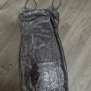 Iris Black and Silver Backless Dress